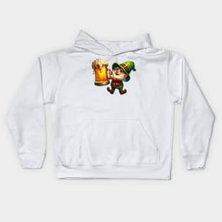 St Patricks Day Gnome Drinking Beer Kids Hoodie